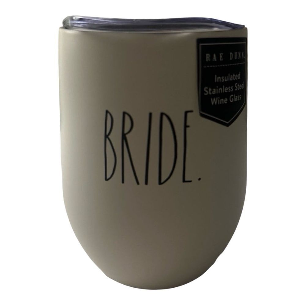 Rae Dunn Bride Insulated Stainless Steel Wine Glass‎ With Lid